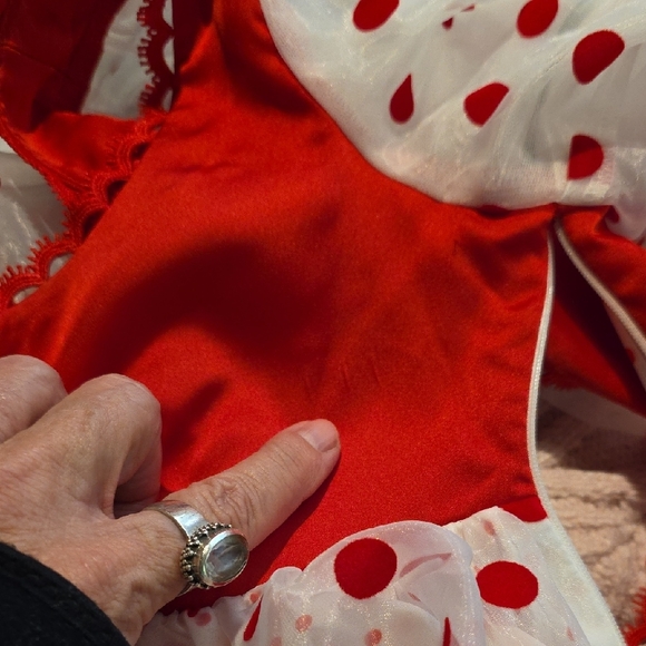 NEW FOR LOVE AND LEMONS RHODA RED POLKA-DOT MIDI DRESS SIZE S - Picture 10 of 12